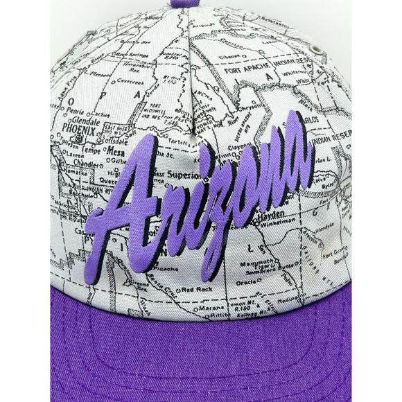 Vintage 90s Arizona All Over Print Hat Snapback Cap Grey Purple Hip Hop P Cap - Picture 5 of 10
